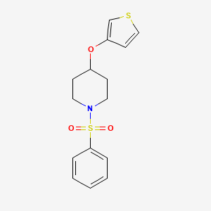 molecular formula C15H17NO3S2 B2682153 1-(苯基磺酰)-4-(噻吩-3-氧基)哌啶 CAS No. 2034562-34-8