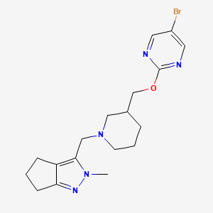 molecular formula C18H24BrN5O B2682155 3-[[3-[(5-Bromopyrimidin-2-yl)oxymethyl]piperidin-1-yl]methyl]-2-methyl-5,6-dihydro-4H-cyclopenta[c]pyrazole CAS No. 2380043-52-5