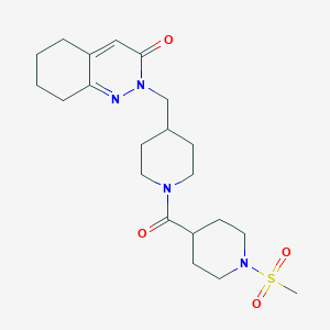 molecular formula C21H32N4O4S B2682158 2-{[1-(1-Methanesulfonylpiperidine-4-carbonyl)piperidin-4-yl]methyl}-2,3,5,6,7,8-hexahydrocinnolin-3-one CAS No. 2320851-86-1