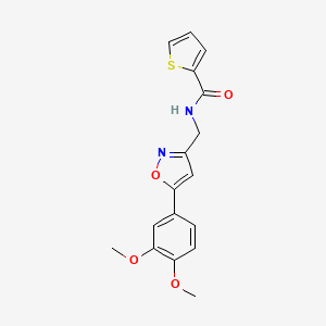 molecular formula C17H16N2O4S B2682178 N-((5-(3,4-dimethoxyphenyl)isoxazol-3-yl)methyl)thiophene-2-carboxamide CAS No. 953016-50-7