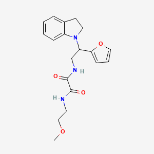 molecular formula C19H23N3O4 B2682196 N1-(2-(furan-2-yl)-2-(indolin-1-yl)ethyl)-N2-(2-methoxyethyl)oxalamide CAS No. 898416-30-3