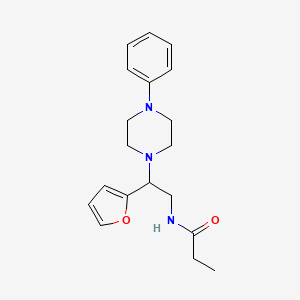 molecular formula C19H25N3O2 B2682207 N-(2-(呋喃-2-基)-2-(4-苯基哌嗪-1-基)乙基)丙酰胺 CAS No. 877631-89-5