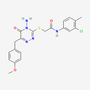 molecular formula C20H20ClN5O3S B2682216 2-((4-amino-6-(4-methoxybenzyl)-5-oxo-4,5-dihydro-1,2,4-triazin-3-yl)thio)-N-(3-chloro-4-methylphenyl)acetamide CAS No. 886964-26-7