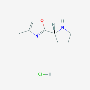 molecular formula C8H13ClN2O B2682218 4-甲基-2-[(2R)-吡咯啉-2-基]-1,3-噁唑-盐酸盐 CAS No. 2580114-23-2
