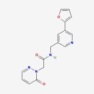 molecular formula C16H14N4O3 B2682227 N-((5-(呋喃-2-基)吡啶-3-基)甲基)-2-(6-氧代吡啶并[1(6H)-吡啶-1-基)乙酰胺 CAS No. 2034341-27-8