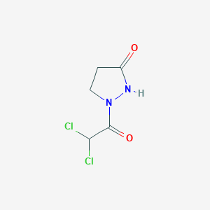 molecular formula C5H6Cl2N2O2 B2682247 1-(2,2-dichloroacetyl)tetrahydro-3H-pyrazol-3-one CAS No. 303994-70-9