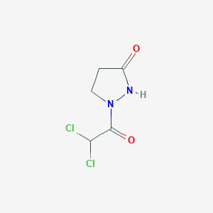 molecular formula C5H6Cl2N2O2 B2682247 1-(2,2-二氯乙酰)四氢-3H-吡唑-3-酮 CAS No. 303994-70-9