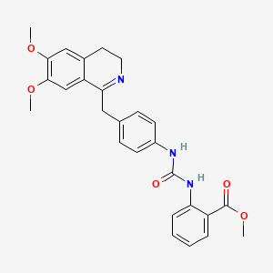 molecular formula C27H27N3O5 B2682249 甲酸甲酯 2-((N-(4-((6,7-二甲氧基-3,4-二氢异喹啉-2-基)甲基)苯基)氨基)苯甲酰胺 CAS No. 1022597-60-9