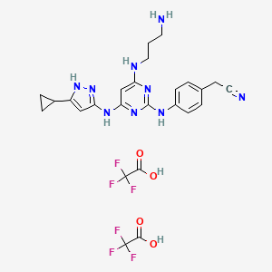 2-[4-[[4-(3-Aminopropylamino)-6-[(5-cyclopropyl-1H-pyrazol-3-yl)amino]pyrimidin-2-yl]amino]phenyl]acetonitrile;2,2,2-trifluoroacetic acid