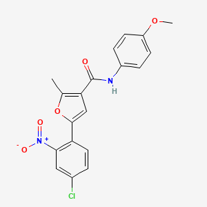 molecular formula C19H15ClN2O5 B2682257 5-(4-chloro-2-nitrophenyl)-N-(4-methoxyphenyl)-2-methylfuran-3-carboxamide CAS No. 876872-11-6