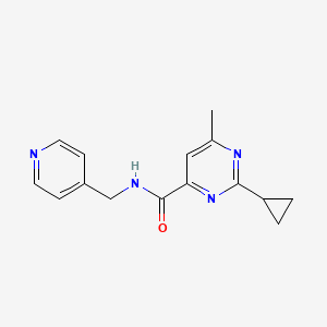 molecular formula C15H16N4O B2682260 2-Cyclopropyl-6-methyl-N-(pyridin-4-ylmethyl)pyrimidine-4-carboxamide CAS No. 2415490-05-8