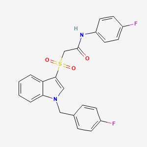 molecular formula C23H18F2N2O3S B2682264 2-((1-(4-fluorobenzyl)-1H-indol-3-yl)sulfonyl)-N-(4-fluorophenyl)acetamide CAS No. 686744-06-9