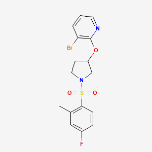 molecular formula C16H16BrFN2O3S B2682268 3-溴-2-((1-((4-氟-2-甲基苯基)磺酰)吡咯啉-3-基)氧基)吡啶 CAS No. 1904253-58-2