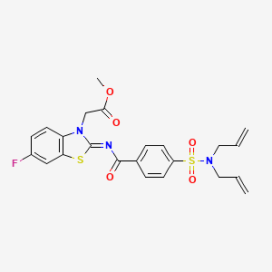 molecular formula C23H22FN3O5S2 B2682272 (Z)-methyl 2-(2-((4-(N,N-diallylsulfamoyl)benzoyl)imino)-6-fluorobenzo[d]thiazol-3(2H)-yl)acetate CAS No. 865198-22-7