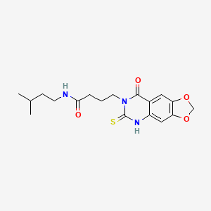 molecular formula C18H23N3O4S B2682273 N-(3-methylbutyl)-4-(8-oxo-6-sulfanylidene-5H-[1,3]dioxolo[4,5-g]quinazolin-7-yl)butanamide CAS No. 688054-17-3