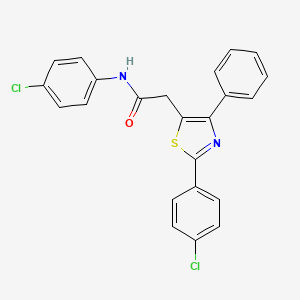 molecular formula C23H16Cl2N2OS B2682280 N-(4-chlorophenyl)-2-[2-(4-chlorophenyl)-4-phenyl-1,3-thiazol-5-yl]acetamide CAS No. 339277-91-7