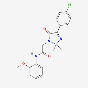 molecular formula C20H20ClN3O3 B2682281 2-[4-(4-chlorophenyl)-2,2-dimethyl-5-oxo-2,5-dihydro-1H-imidazol-1-yl]-N-(2-methoxyphenyl)acetamide CAS No. 866867-25-6
