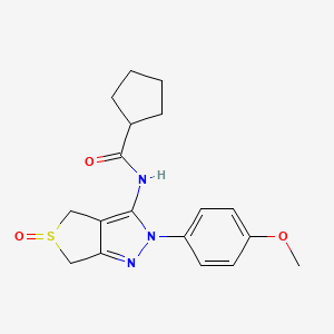 molecular formula C18H21N3O3S B2682289 N-(2-(4-methoxyphenyl)-5-oxido-4,6-dihydro-2H-thieno[3,4-c]pyrazol-3-yl)cyclopentanecarboxamide CAS No. 958967-14-1