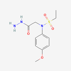 molecular formula C11H17N3O4S B2682296 N-(2-肼基-2-氧代乙基)-N-(4-甲氧苯基)乙烷磺酰胺 CAS No. 725692-60-4