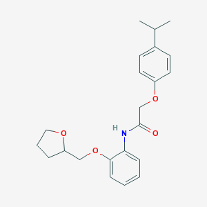 molecular formula C22H27NO4 B268231 2-(4-isopropylphenoxy)-N-[2-(tetrahydro-2-furanylmethoxy)phenyl]acetamide 