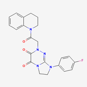 molecular formula C22H20FN5O3 B2682313 2-(2-(3,4-dihydroquinolin-1(2H)-yl)-2-oxoethyl)-8-(4-fluorophenyl)-7,8-dihydroimidazo[2,1-c][1,2,4]triazine-3,4(2H,6H)-dione CAS No. 941917-43-7