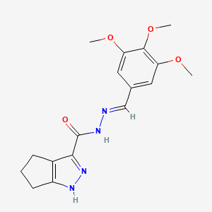 molecular formula C17H20N4O4 B2682325 N'-[(E)-(3,4,5-trimethoxyphenyl)methylidene]-1,4,5,6-tetrahydrocyclopenta[c]pyrazole-3-carbohydrazide CAS No. 306986-79-8