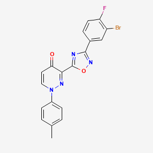 molecular formula C19H12BrFN4O2 B2682326 3-(3-(3-溴-4-氟苯基)-1,2,4-噁二唑-5-基)-1-(对甲苯基)哌嗪-4(1H)-酮 CAS No. 1112339-13-5