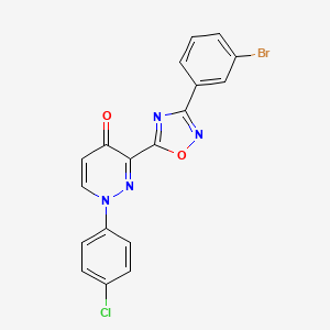 molecular formula C18H10BrClN4O2 B2682327 3-(3-(3-溴苯基)-1,2,4-噁二唑-5-基)-1-(4-氯苯基)哌嗪-4(1H)-酮 CAS No. 1112433-19-8