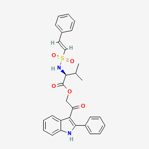 molecular formula C29H28N2O5S B2682332 [2-oxo-2-(2-phenyl-1H-indol-3-yl)ethyl] (2S)-3-methyl-2-[[(E)-2-phenylethenyl]sulfonylamino]butanoate CAS No. 956753-61-0