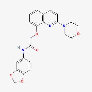 molecular formula C22H21N3O5 B2682345 N-(benzo[d][1,3]dioxol-5-yl)-2-((2-morpholinoquinolin-8-yl)oxy)acetamide CAS No. 941989-32-8