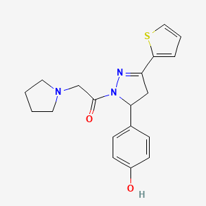 1-(5-(4-hydroxyphenyl)-3-(thiophen-2-yl)-4,5-dihydro-1H-pyrazol-1-yl)-2-(pyrrolidin-1-yl)ethanone