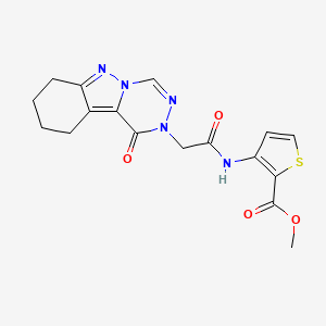 molecular formula C17H17N5O4S B2682356 methyl 3-(2-(1-oxo-7,8,9,10-tetrahydro-[1,2,4]triazino[4,5-b]indazol-2(1H)-yl)acetamido)thiophene-2-carboxylate CAS No. 2034355-24-1