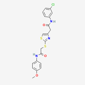 molecular formula C20H18ClN3O3S2 B2682357 N-(3-chlorophenyl)-2-(2-((2-((4-methoxyphenyl)amino)-2-oxoethyl)thio)thiazol-4-yl)acetamide CAS No. 941892-75-7