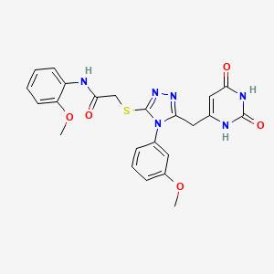 molecular formula C23H22N6O5S B2682360 2-[[5-[(2,4-dioxo-1H-pyrimidin-6-yl)methyl]-4-(3-methoxyphenyl)-1,2,4-triazol-3-yl]sulfanyl]-N-(2-methoxyphenyl)acetamide CAS No. 852049-00-4
