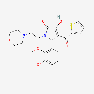molecular formula C23H26N2O6S B2682378 5-(2,3-dimethoxyphenyl)-3-hydroxy-1-(2-morpholinoethyl)-4-(thiophene-2-carbonyl)-1H-pyrrol-2(5H)-one CAS No. 385419-32-9