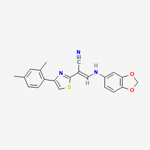 (E)-3-(benzo[d][1,3]dioxol-5-ylamino)-2-(4-(2,4-dimethylphenyl)thiazol-2-yl)acrylonitrile