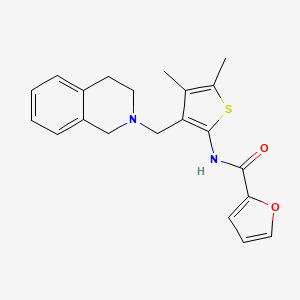 molecular formula C21H22N2O2S B2682401 N-[3-(3,4-dihydro-1H-isoquinolin-2-ylmethyl)-4,5-dimethylthiophen-2-yl]furan-2-carboxamide CAS No. 618409-03-3