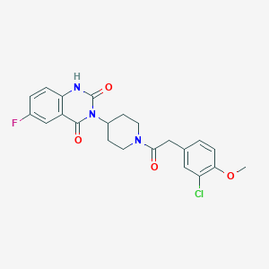 molecular formula C22H21ClFN3O4 B2682403 3-(1-(2-(3-chloro-4-methoxyphenyl)acetyl)piperidin-4-yl)-6-fluoroquinazoline-2,4(1H,3H)-dione CAS No. 2034372-38-6