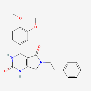 molecular formula C22H23N3O4 B2682407 4-(3,4-dimethoxyphenyl)-6-phenethyl-3,4,6,7-tetrahydro-1H-pyrrolo[3,4-d]pyrimidine-2,5-dione CAS No. 941999-70-8