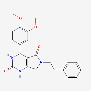 molecular formula C22H23N3O4 B2682407 4-(3,4-dimethoxyphenyl)-6-(2-phenylethyl)-1H,2H,3H,4H,5H,6H,7H-pyrrolo[3,4-d]pyrimidine-2,5-dione CAS No. 941999-70-8