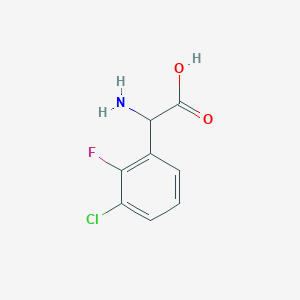 molecular formula C8H7ClFNO2 B2682410 2-Amino-2-(3-chloro-2-fluorophenyl)acetic acid CAS No. 1042665-36-0; 261762-99-6