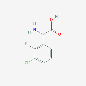 molecular formula C8H7ClFNO2 B2682410 3-Chloro-2-fluoro-DL-phenylglycine CAS No. 1042665-36-0; 261762-99-6