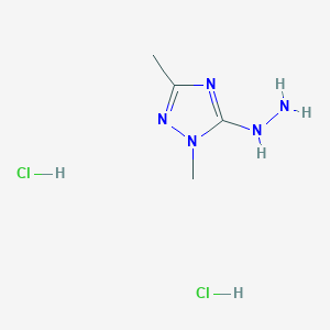 molecular formula C4H11Cl2N5 B2682411 (2,5-二甲基-1,2,4-三唑-3-基)肼;二盐酸盐 CAS No. 2260932-97-4