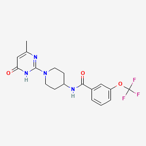 molecular formula C18H19F3N4O3 B2682414 N-(1-(4-methyl-6-oxo-1,6-dihydropyrimidin-2-yl)piperidin-4-yl)-3-(trifluoromethoxy)benzamide CAS No. 1903309-58-9