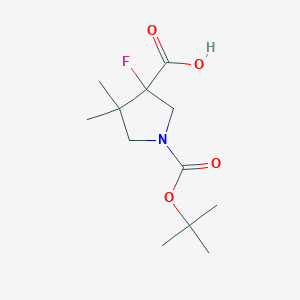 molecular formula C12H20FNO4 B2682415 3-Fluoro-4,4-dimethyl-1-[(2-methylpropan-2-yl)oxycarbonyl]pyrrolidine-3-carboxylic acid CAS No. 2416231-14-4