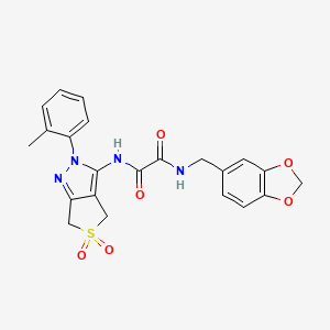 molecular formula C22H20N4O6S B2682423 N1-(benzo[d][1,3]dioxol-5-ylmethyl)-N2-(5,5-dioxido-2-(o-tolyl)-4,6-dihydro-2H-thieno[3,4-c]pyrazol-3-yl)oxalamide CAS No. 899751-19-0