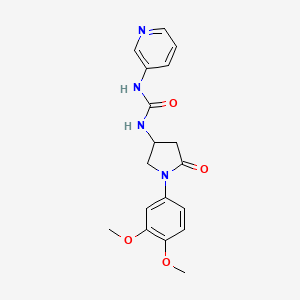molecular formula C18H20N4O4 B2682431 1-(1-(3,4-Dimethoxyphenyl)-5-oxopyrrolidin-3-yl)-3-(pyridin-3-yl)urea CAS No. 894021-54-6