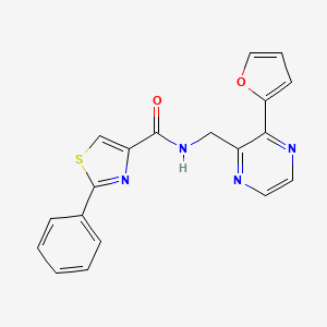 molecular formula C19H14N4O2S B2682432 N-((3-(呋喃-2-基)吡嘧啶-2-基)甲基)-2-苯基噻唑-4-甲酰胺 CAS No. 2034533-00-9