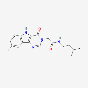 molecular formula C18H22N4O2 B2682441 N-isopentyl-2-(8-methyl-4-oxo-4,5-dihydro-3H-pyrimido[5,4-b]indol-3-yl)acetamide CAS No. 1105246-21-6