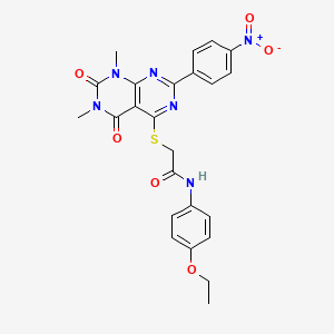molecular formula C24H22N6O6S B2682443 2-((6,8-dimethyl-2-(4-nitrophenyl)-5,7-dioxo-5,6,7,8-tetrahydropyrimido[4,5-d]pyrimidin-4-yl)thio)-N-(4-ethoxyphenyl)acetamide CAS No. 847190-44-7